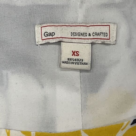 GAP Casual Knit A Line Dress Pockets Lined Elastic Waist Navy White Yellow Sz XS - Picture 7 of 11